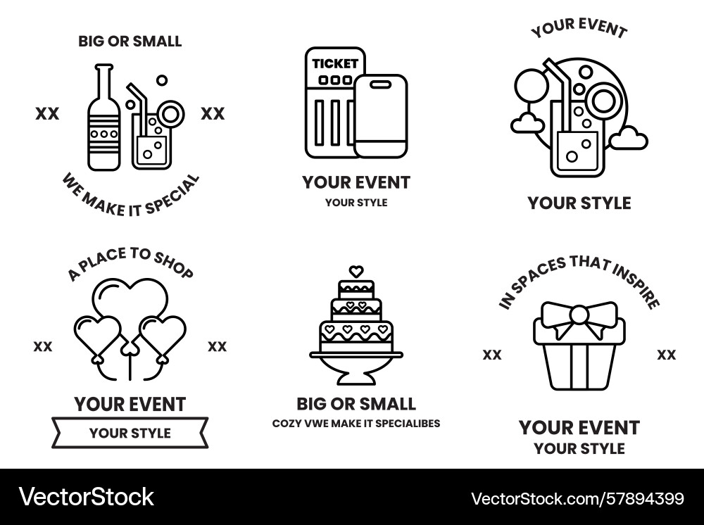 Set of in party and event concepts line Set of in party and event concepts line vector image