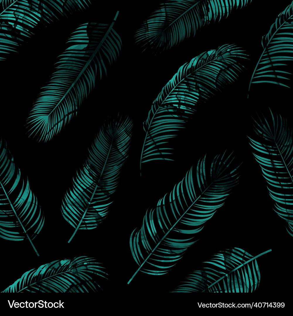 Tropical Palm Leaves - Black Background vector image