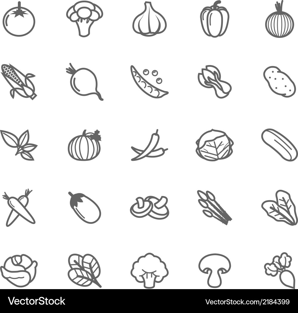 Vegetable Icon Set Royalty Free Vector Image - VectorStock
