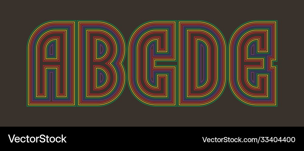 A b c d e multicolored lines letters isolated A b c d e multicolored lines letters isolated Vector Image