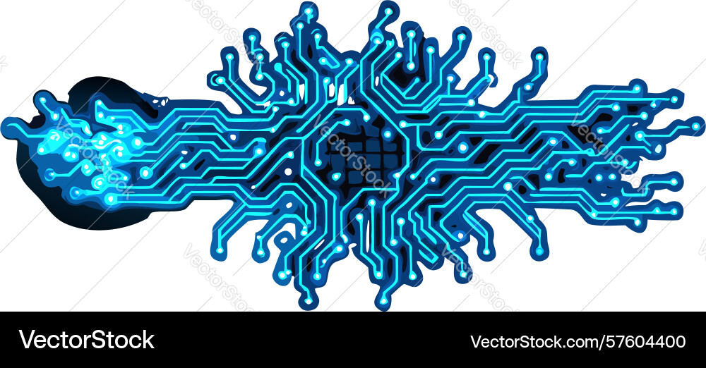 Abstract circuit board burst design generative ai vector image