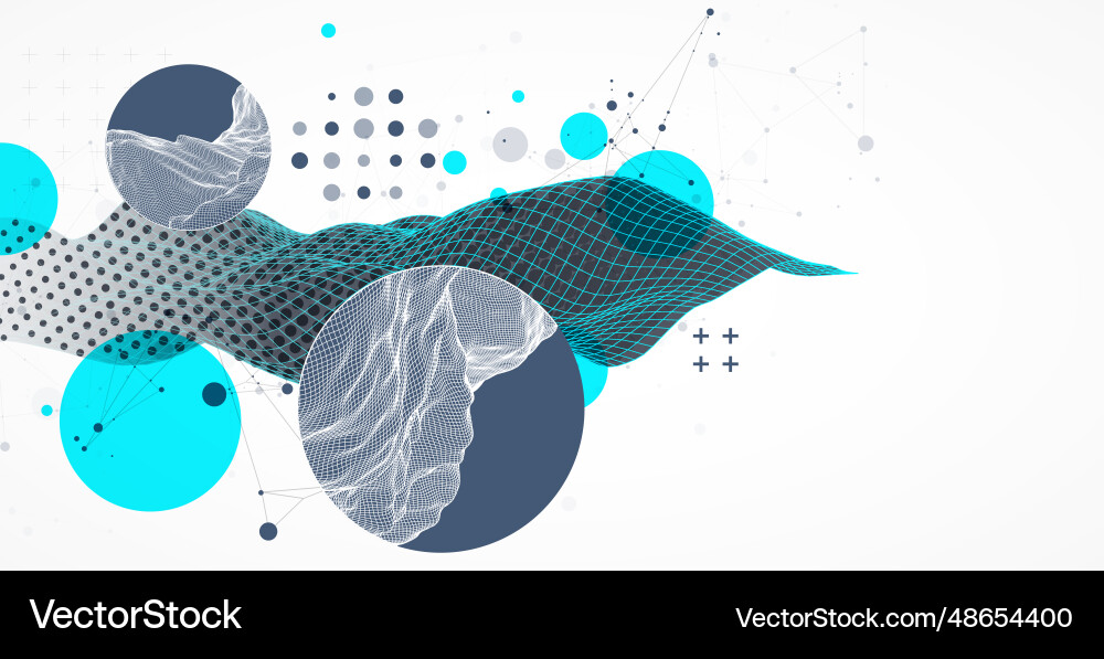 Abstract wave is made in a frame style hflftone Vector Image