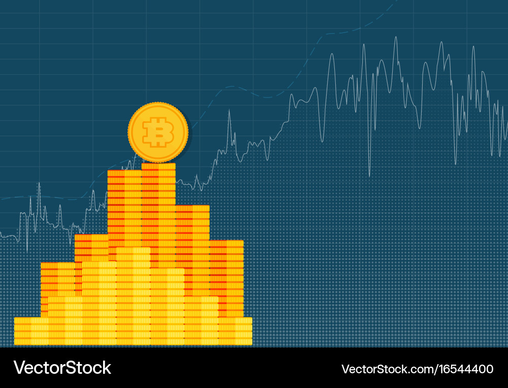 Bitcoin crypto currency stick graph chart of stock vector image