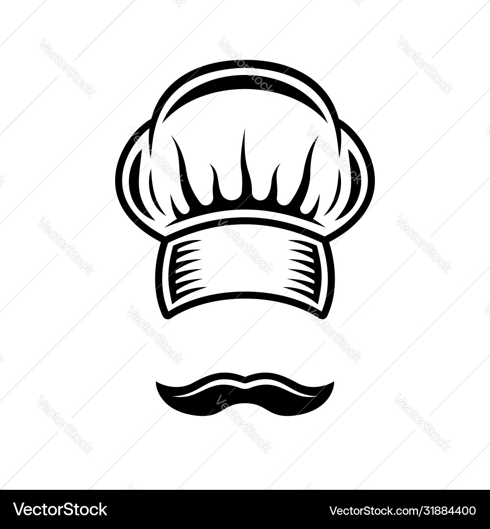 Chef hat and mustache objects or elements Vector Image