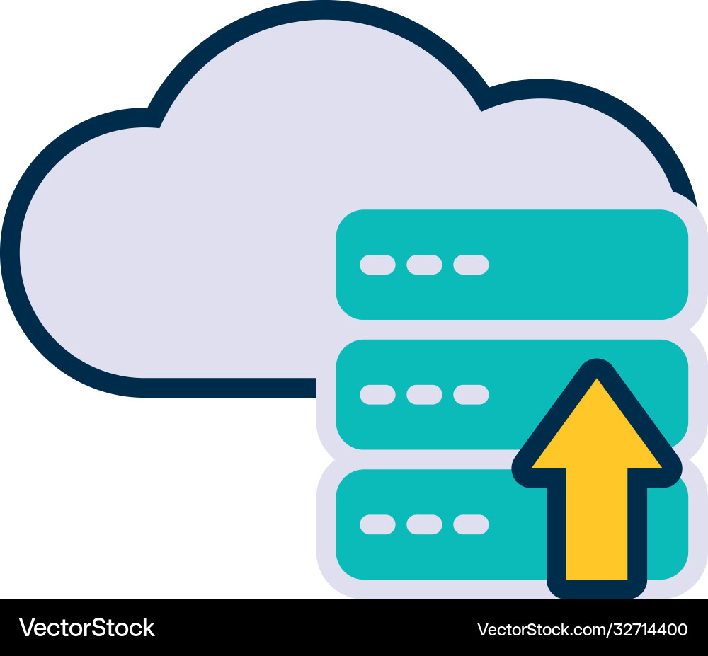 Cloud and data servers with upload arrow icon Cloud and data servers with upload arrow icon Vector Image