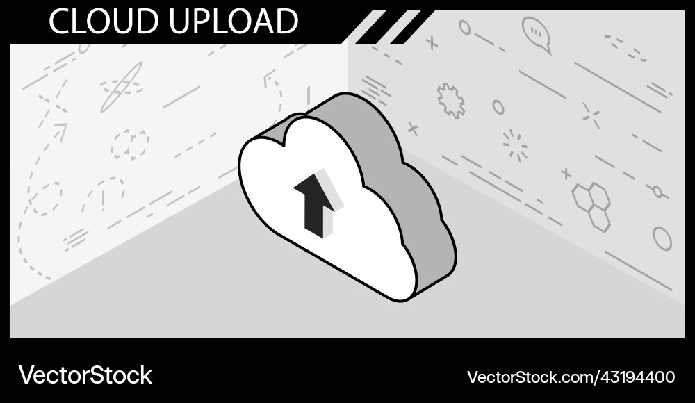 Cloud upload isometric design icon web 3d Cloud upload isometric design icon web 3d vector image