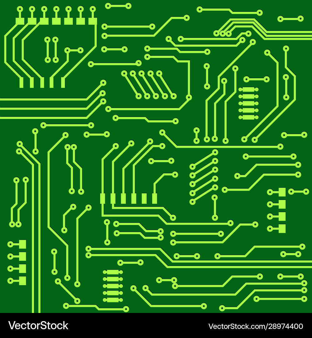 Computer chip green technical element vector image