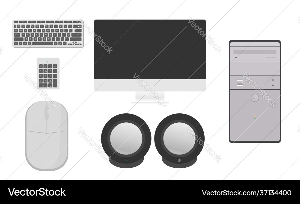 Ein Set für Heimcomputer-Monitor-Systemeinheit Ein Set für Heimcomputer-Monitor-Systemeinheit vektorbild
