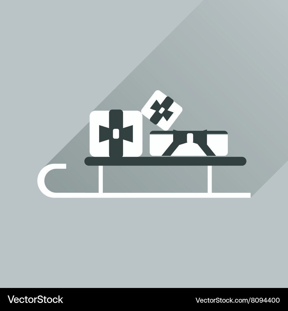 Flat web icon with long shadow presents on sledge vector image