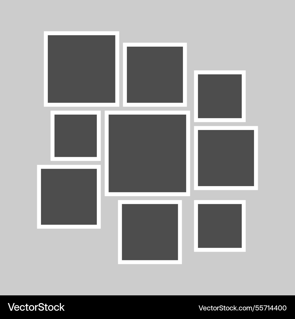 Grid template with empty photo frames designed Grid template with empty photo frames designed Vector Image