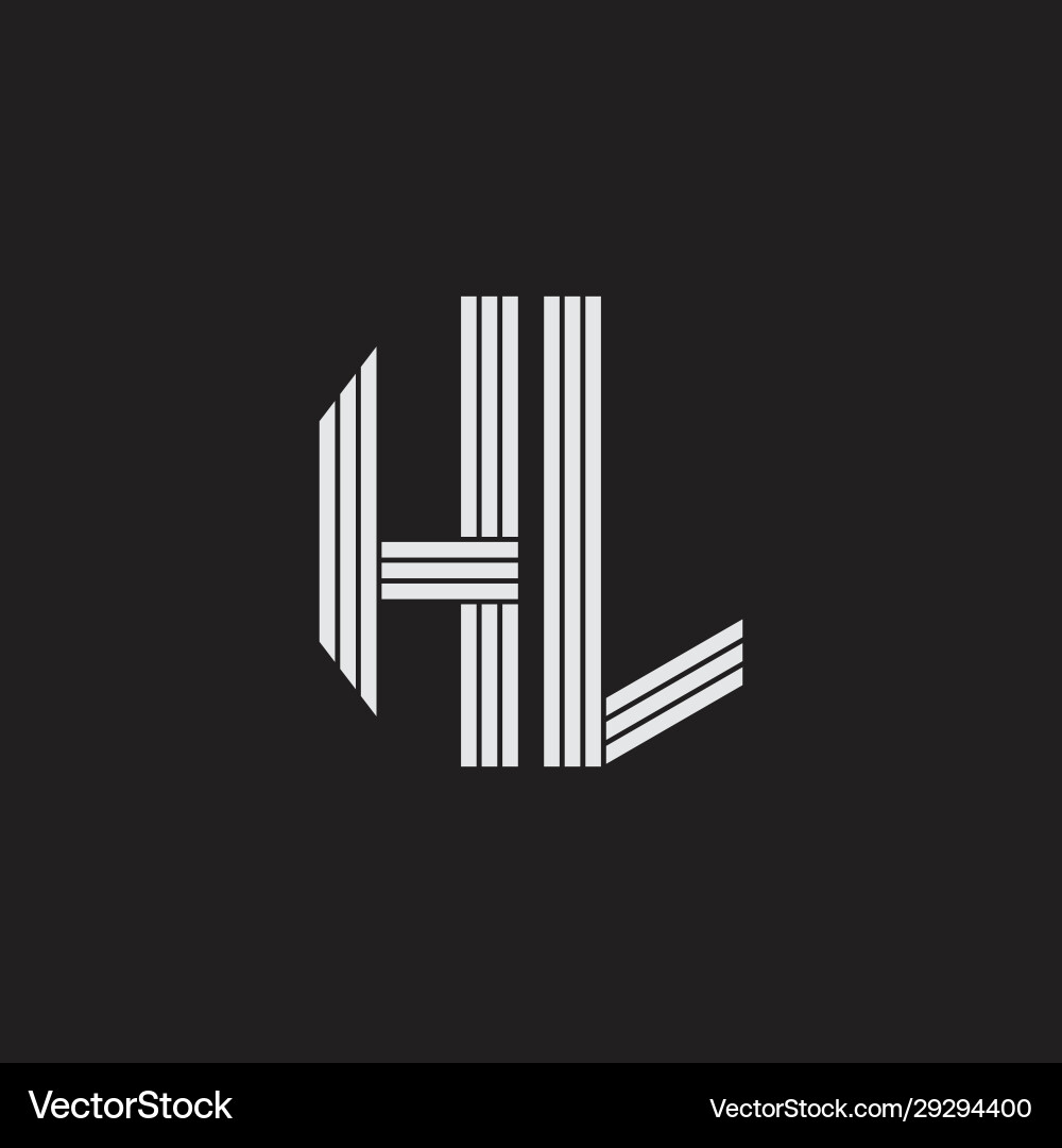 Hl logo monogram with outline style linked Vector Image
