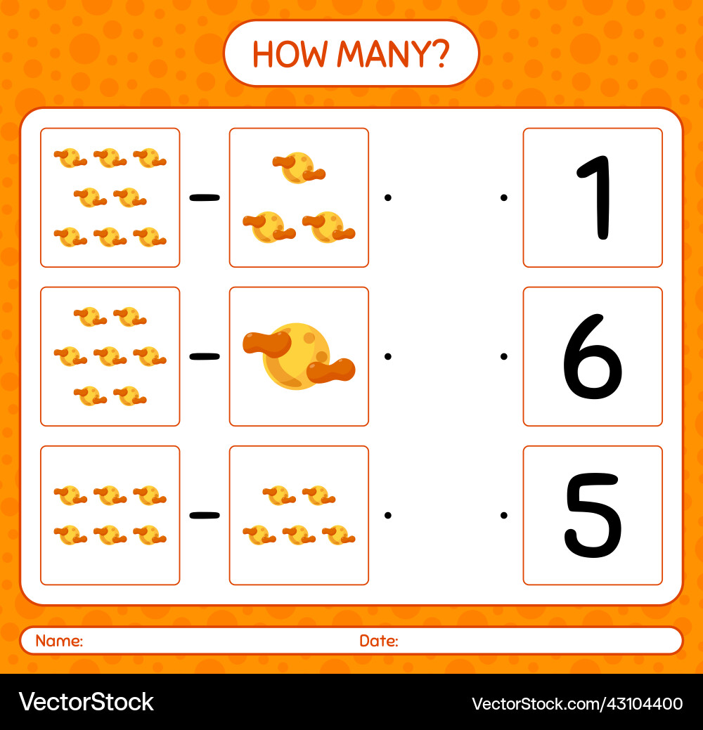 How many counting game with full moon worksheet How many counting game with full moon worksheet vector image