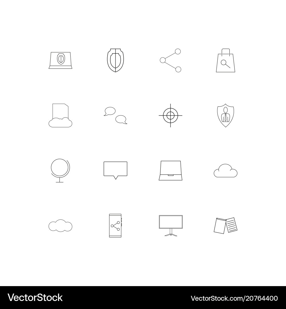Internet technologies linear thin icons set vector image