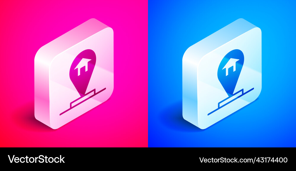 Isometric map pointer with house icon isolated Isometric map pointer with house icon isolated vector image