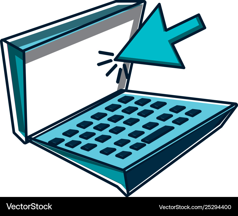 Laptop computer device with cursor arrow vector image