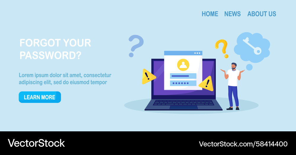 Man Forgetting Password - Login Issue Vector Image