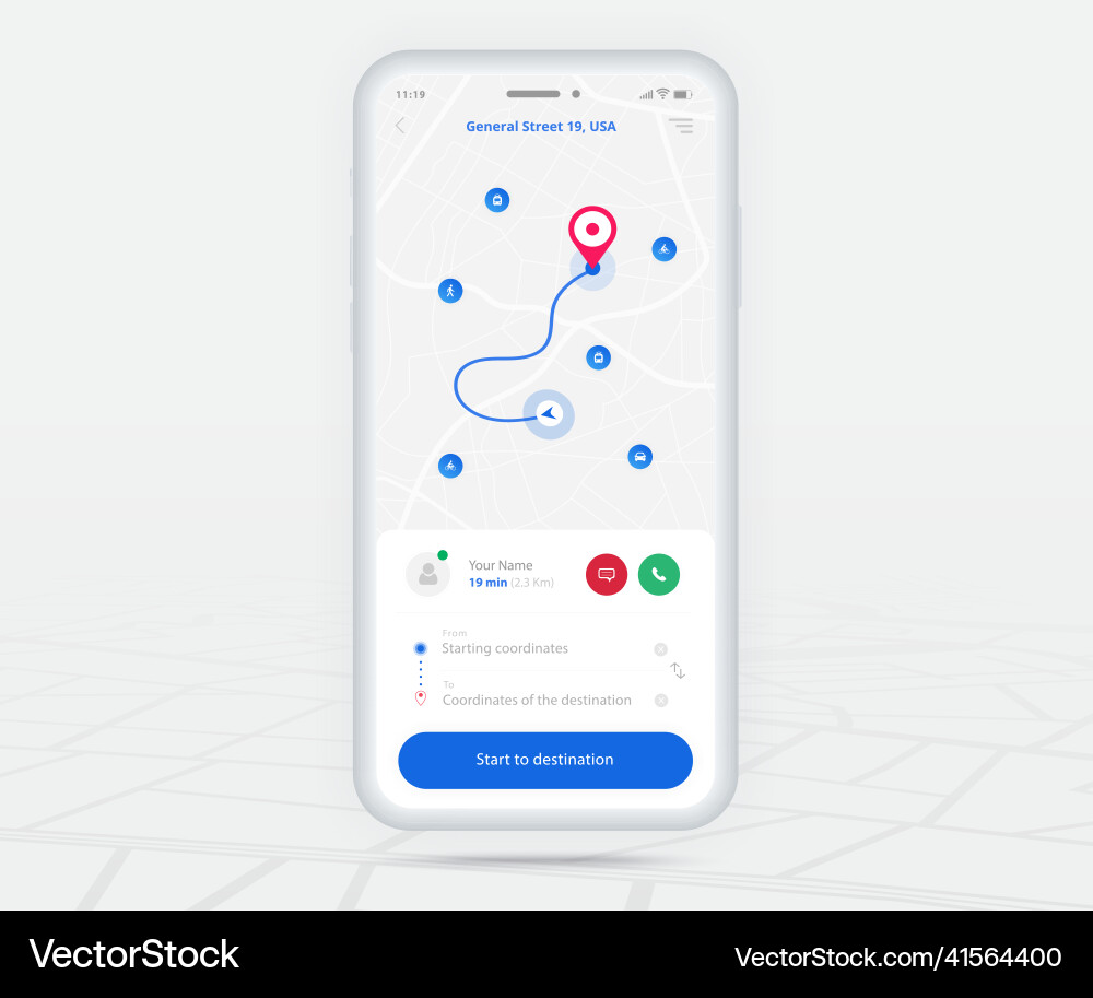 Map gps navigation app ux ui concept mobile vector image