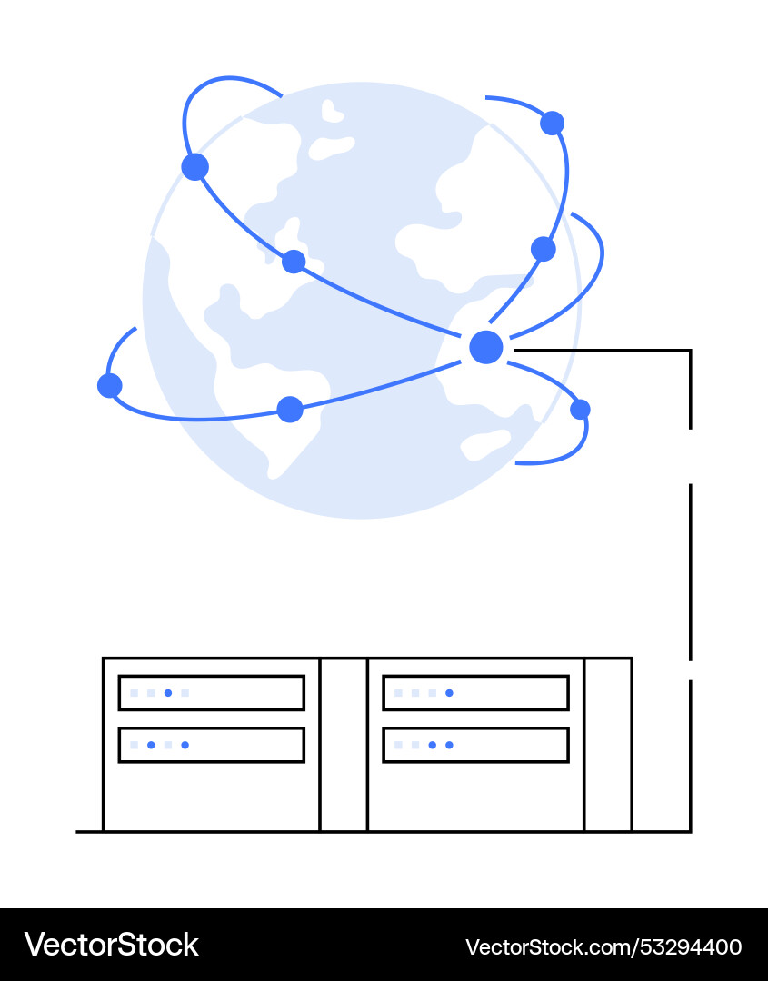 Networking and global data servers with earth Vector Image