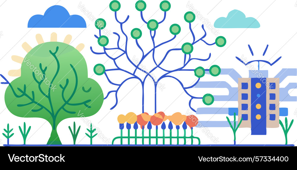 Neural network tree structure icon for ai and vector image