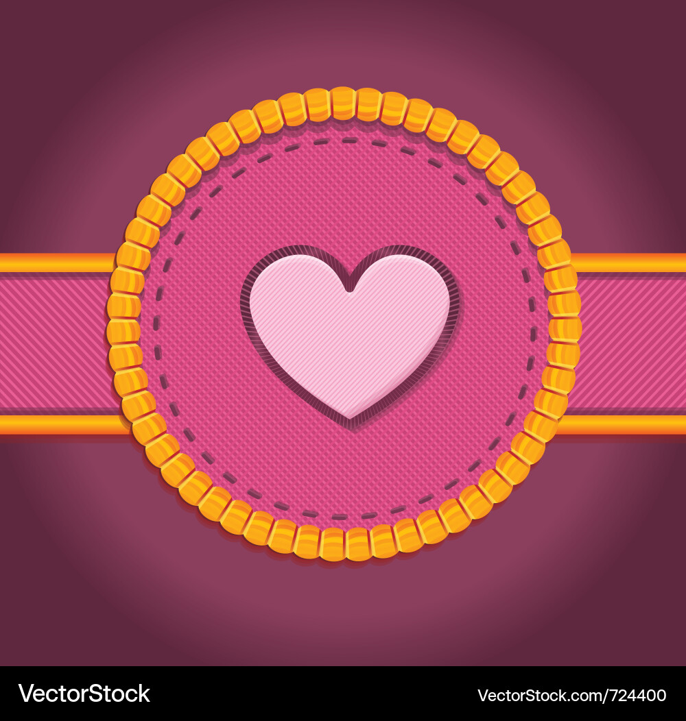 Pink Heart Patch with Stripe Vector Image