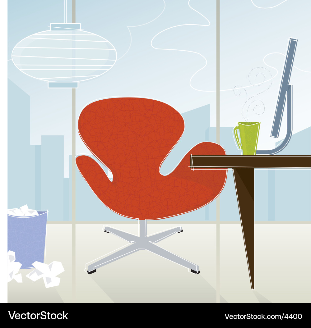 Retro Office Chair with Cityscape vector image