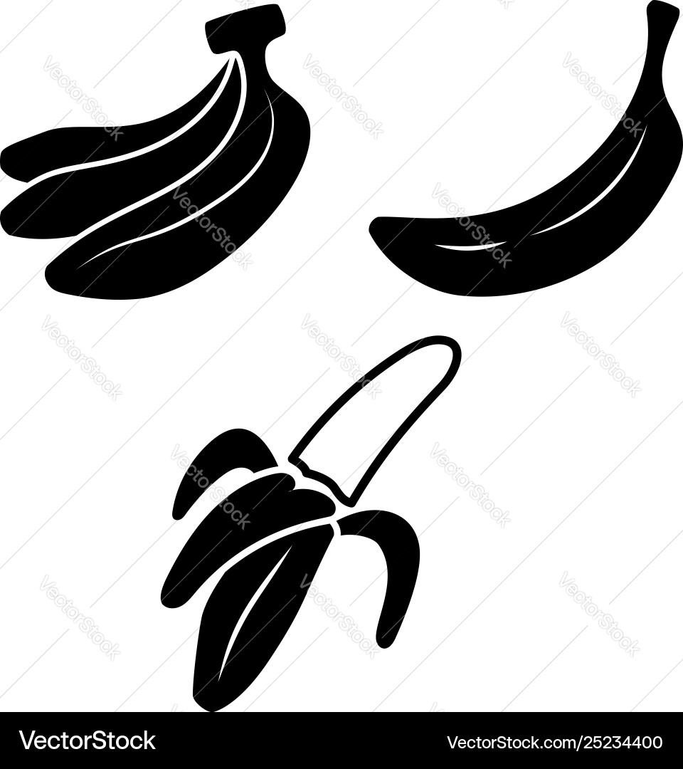Set icons banana design element for poster Set icons banana design element for poster Vector Image