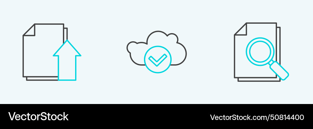Set line document with search upload file Set line document with search upload file vector image