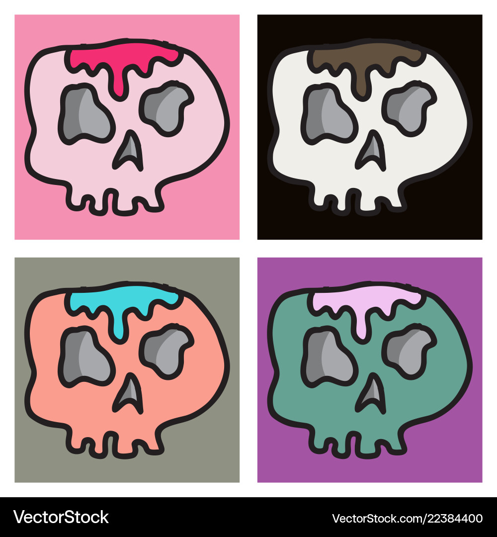 Set of skull in a vintage retro hand drawn Vector Image