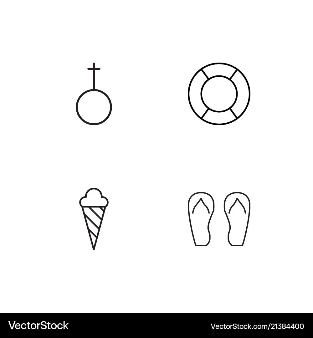 Summer linear icons set simple outline vector image