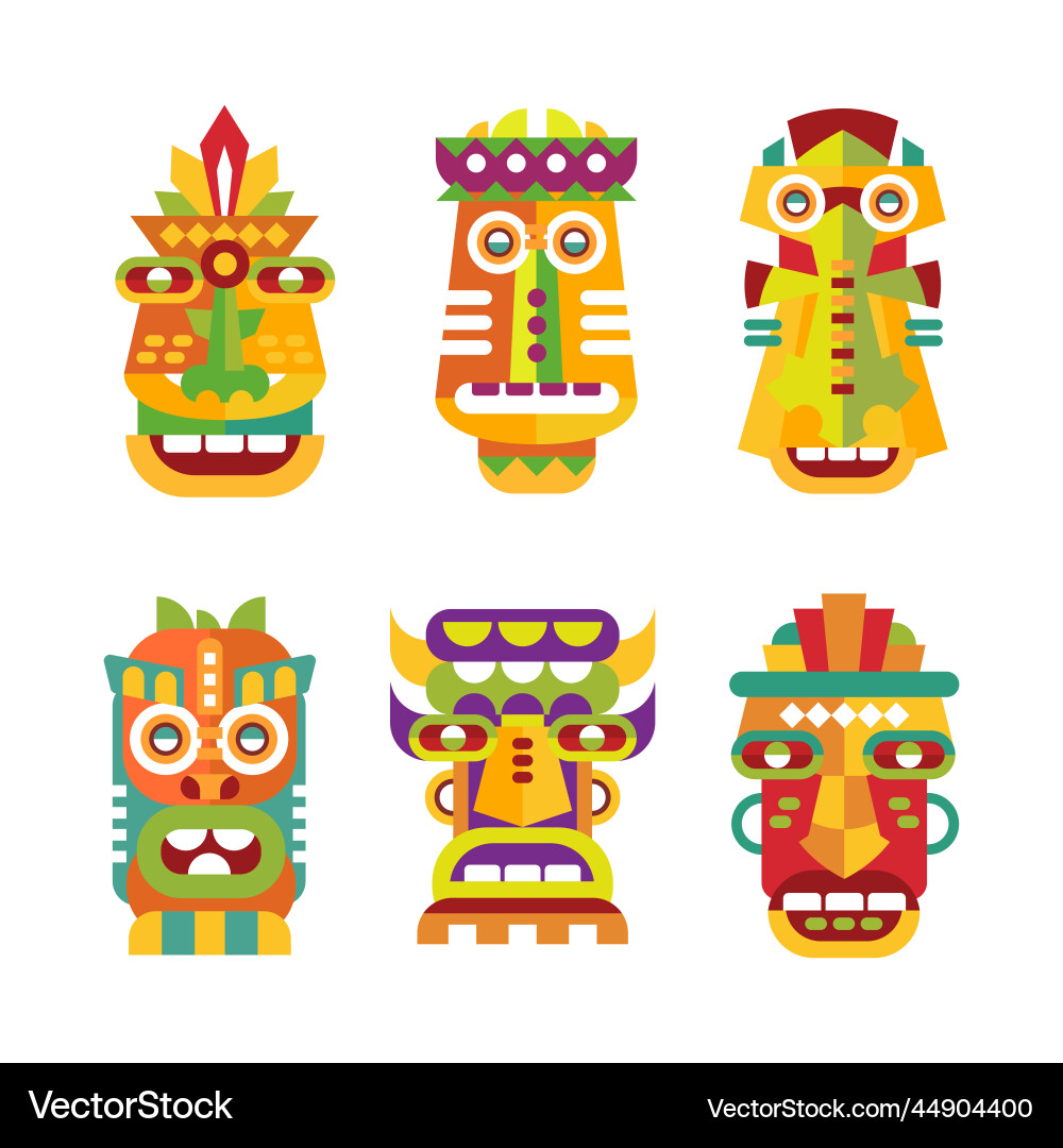 Tiki tribal african mask from wood with carved Tiki tribal african mask from wood with carved vector image