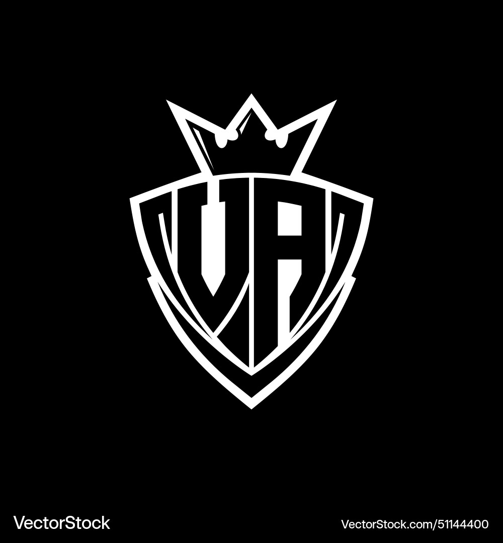 Va letter logo with sharp triangle shield shape Vector Image