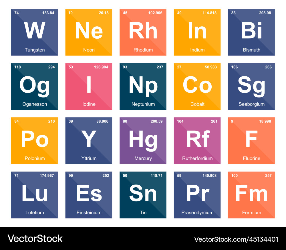 20 preiodic table of the elements icon pack design Vector Image