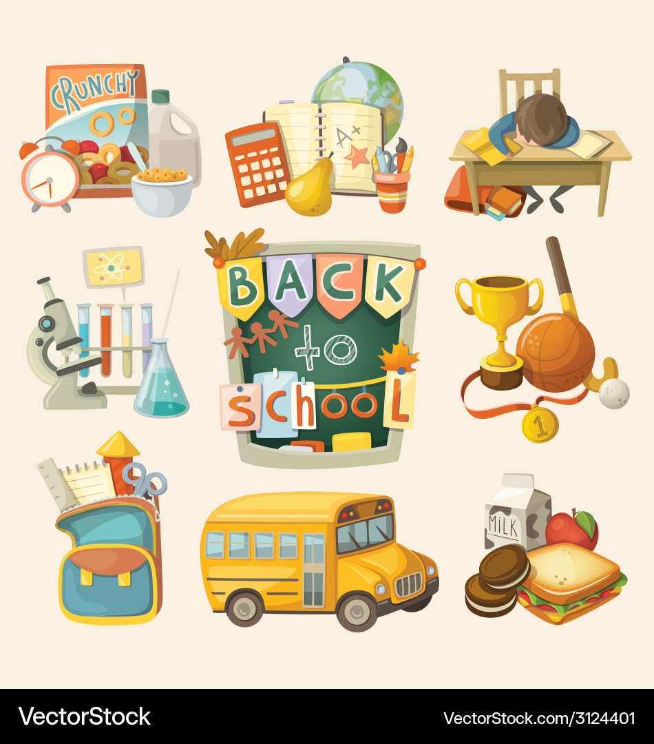 Back to school set Royalty Free Vector Image - VectorStock