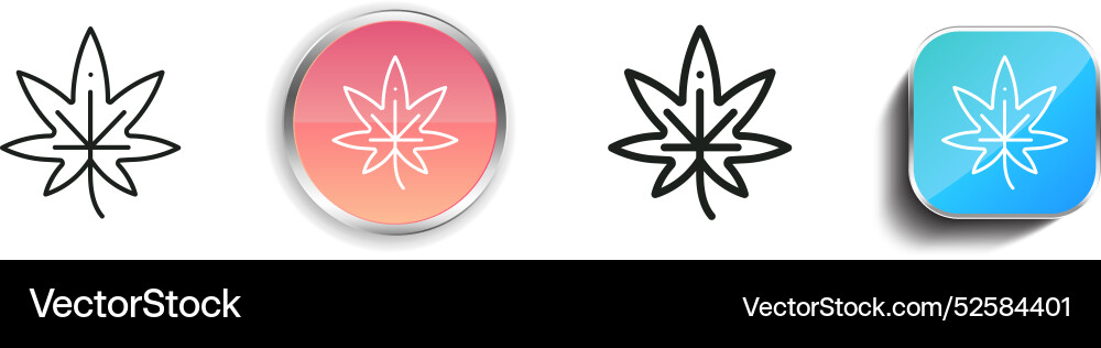 Cannabis icon thin linear regular and button vector image