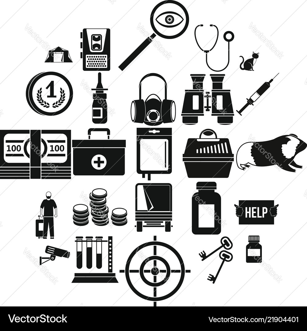 Chase icons set simple style Chase icons set simple style vector image