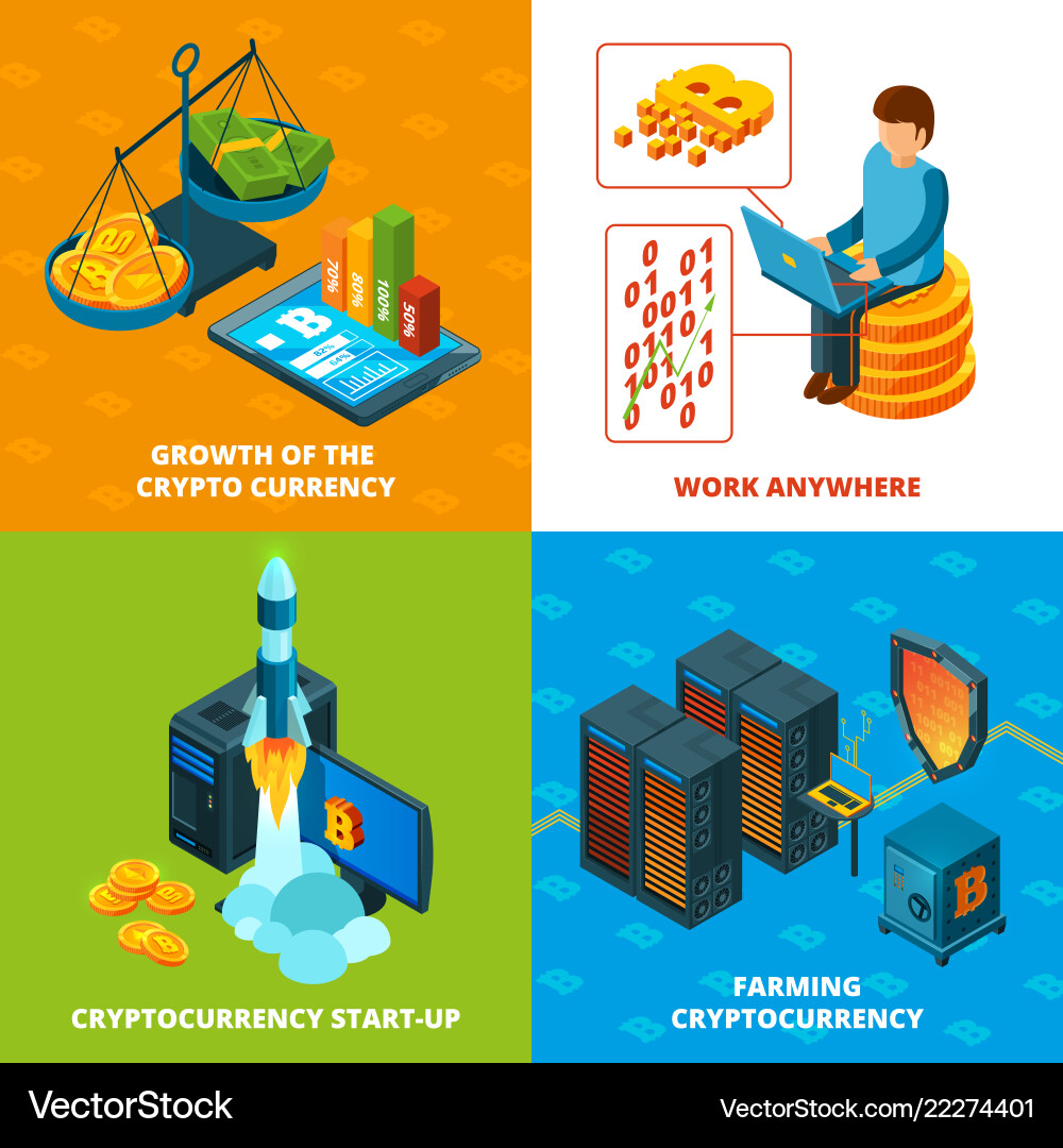 Cryptocurrency Mining & Blockchain vector image