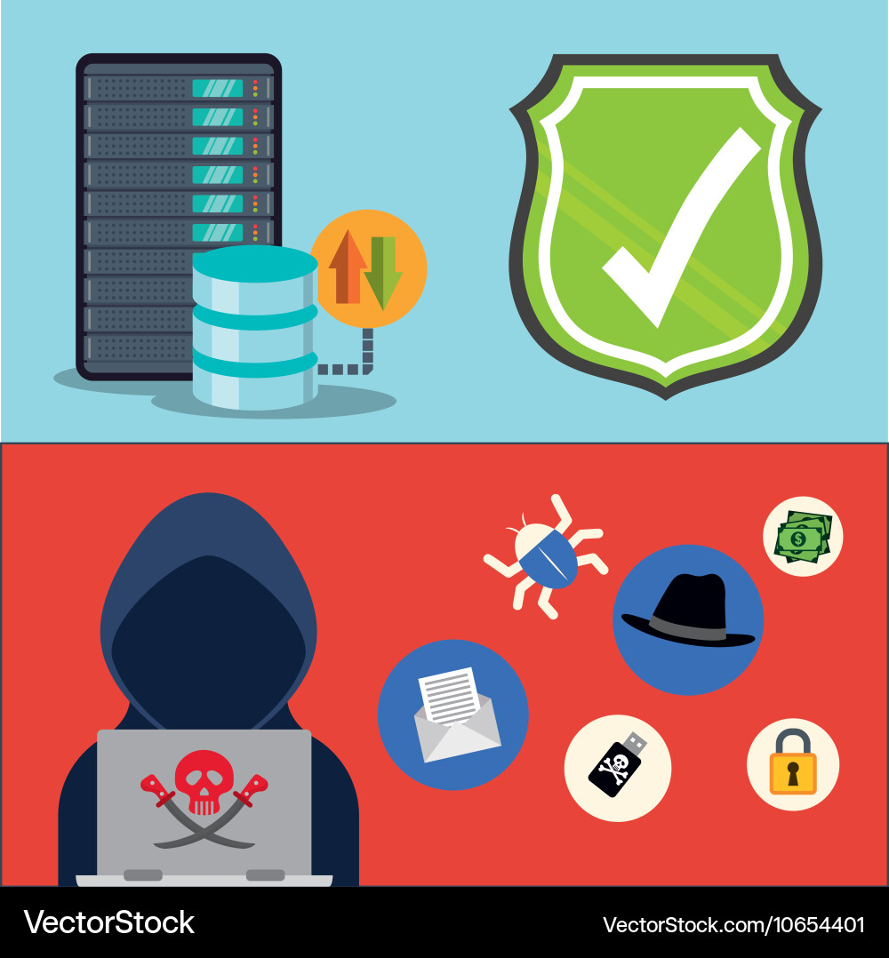 Cyber security system and media design vector image