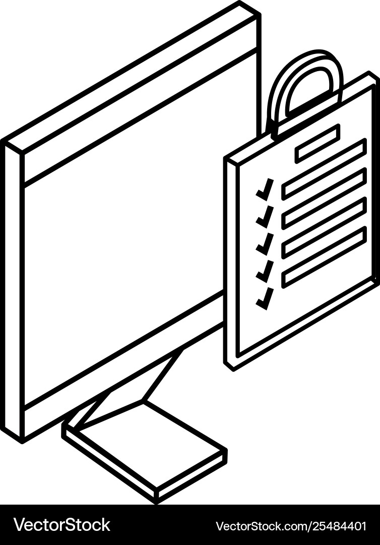 Desktop computer with checklist vector image