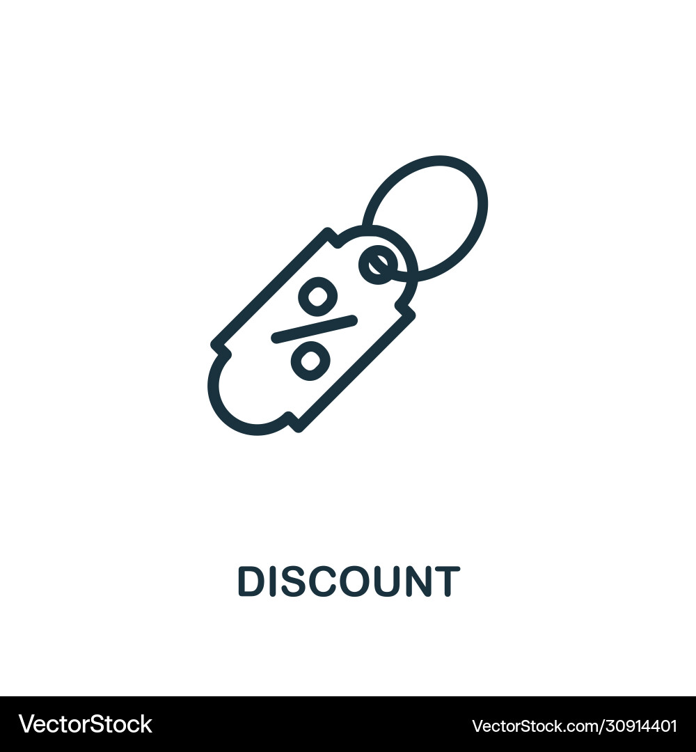 Discount icon line style simple element from Vector Image