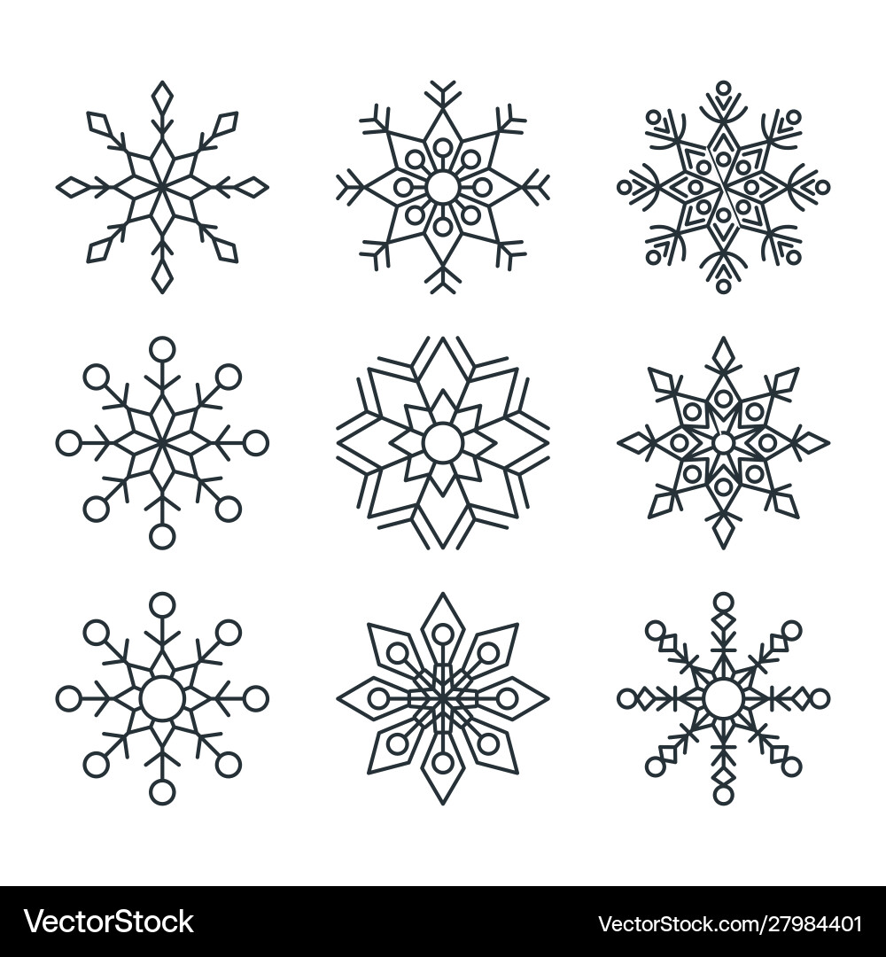 Elegant Openwork Snowflake Set vector image