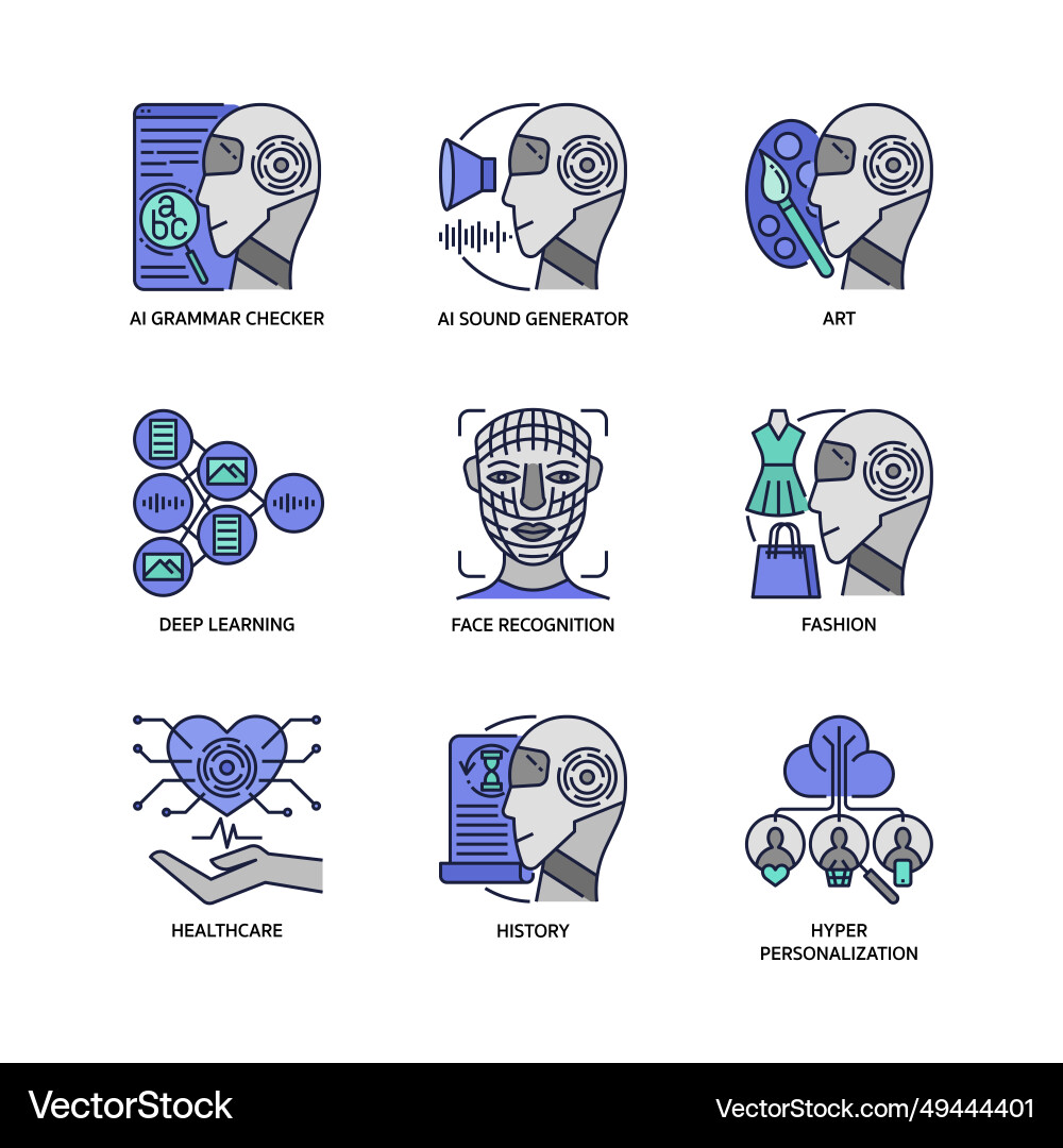 Generative ai icon set vector image