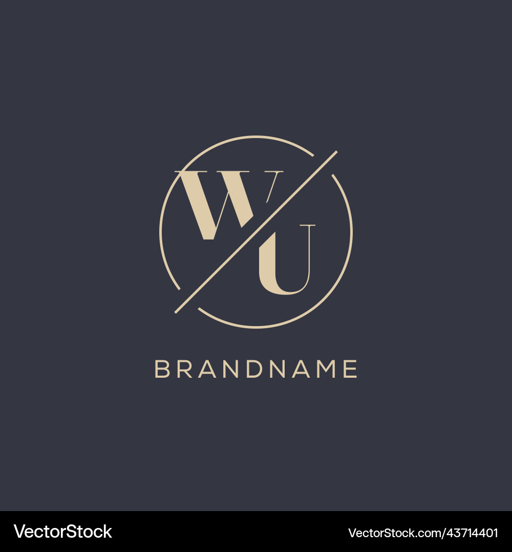 Initial letter wu logo with simple circle line Initial letter wu logo with simple circle line vector image