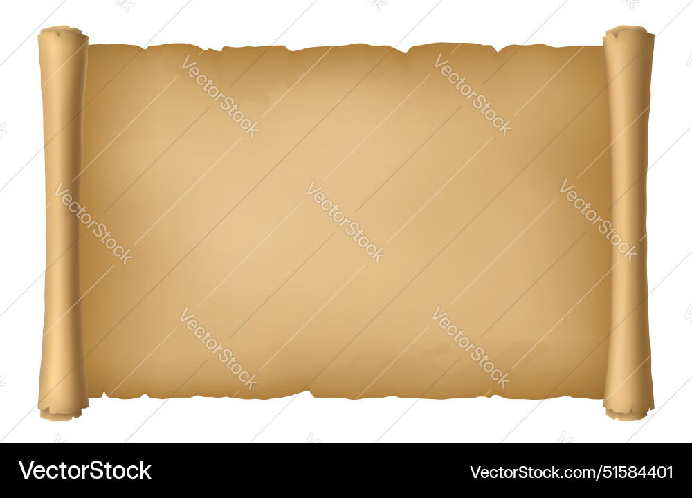 Isolated old aged unrolled paper scroll Vector Image