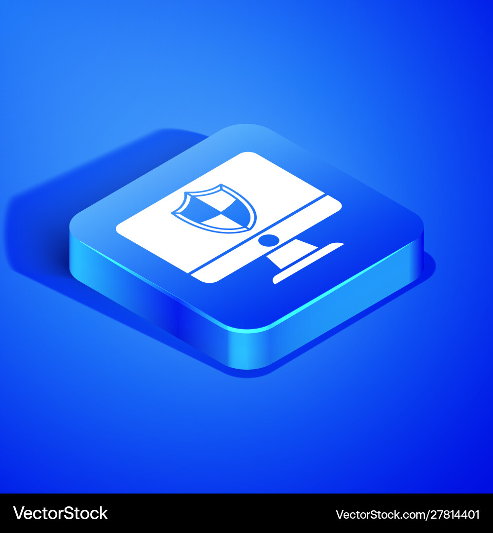 Isometric computer monitor and shield icon Isometric computer monitor and shield icon vector image