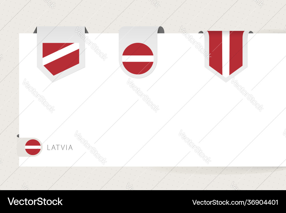 Label flag collection latvia in different Vector Image