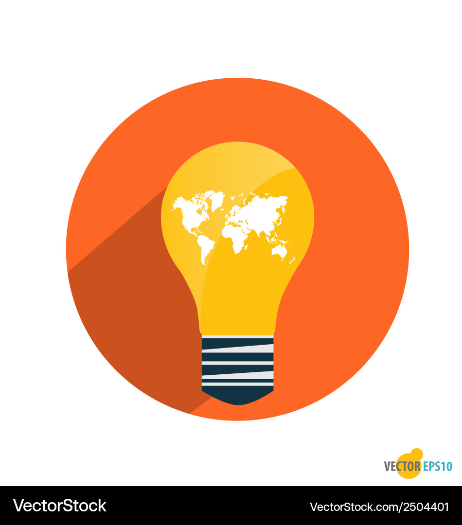 Light bulb with world map vector image