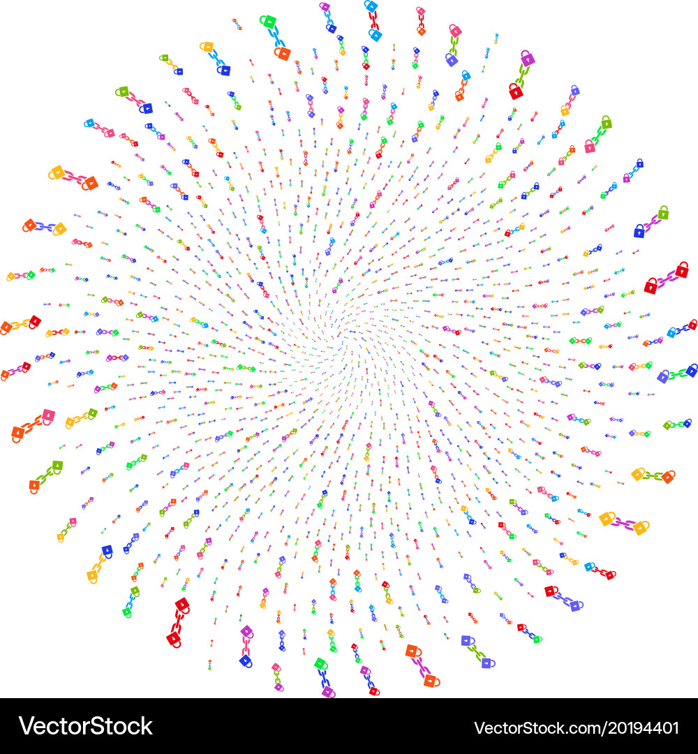 Lock blockchain centrifugal round cluster vector image