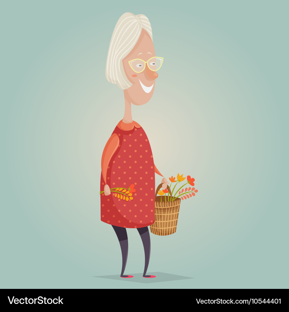 Old woman cartoon character – Royalty-Free Vector | VectorStock, image size:1000x1080