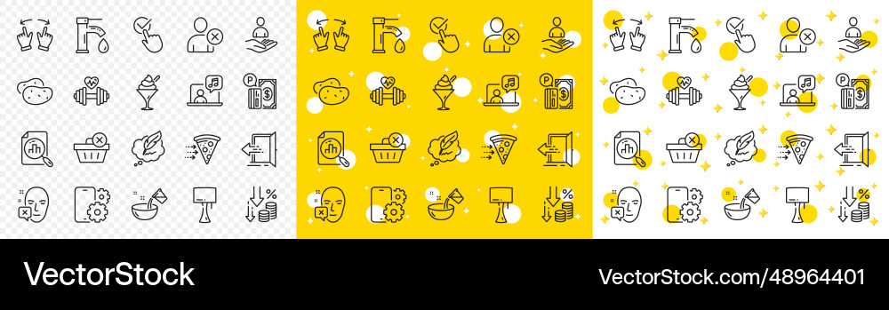 Outline checkbox ice cream and copyright chat Vector Image