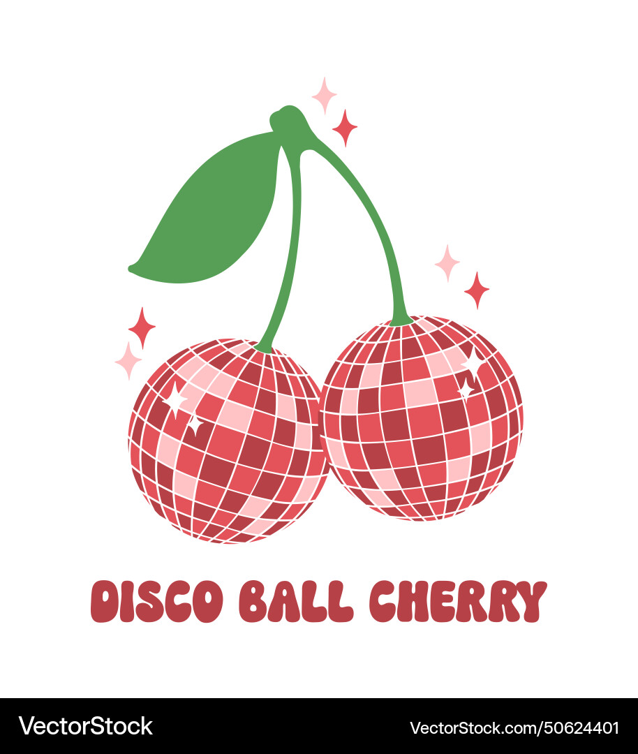 Retro Cherry Disco Ball – Royalty-Free Vector